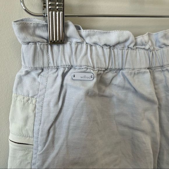Aritzia Wilfred Paradis  Linen And Silk Pull On Shorts Light Blue - Picture 6 of 8